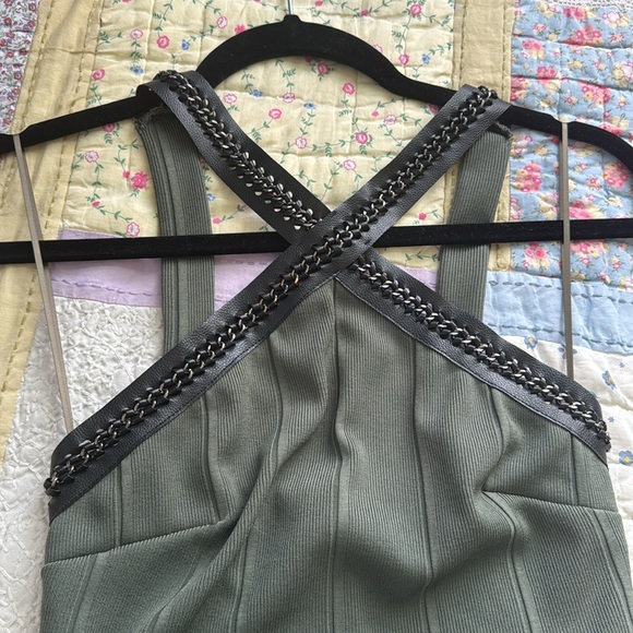 Topshop green leather chain embellished dress - Picture 4 of 12
